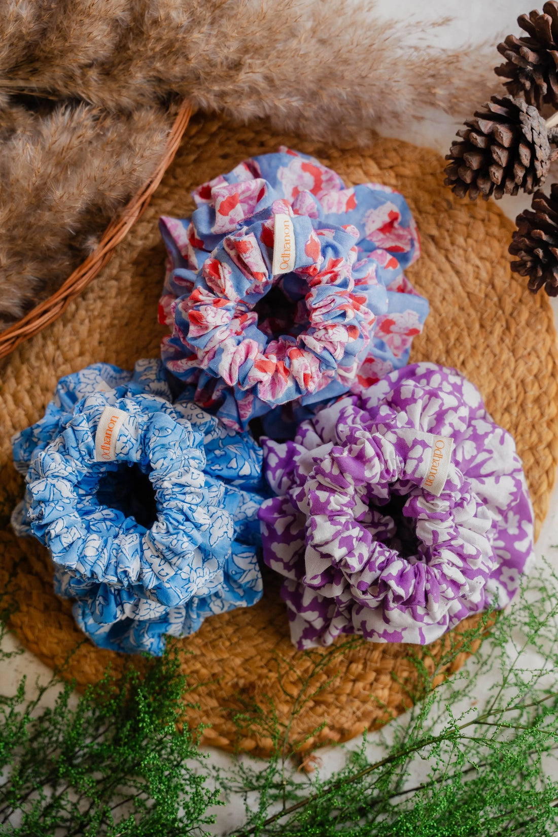 Hand Block Cotton Scrunchies - Odhanon