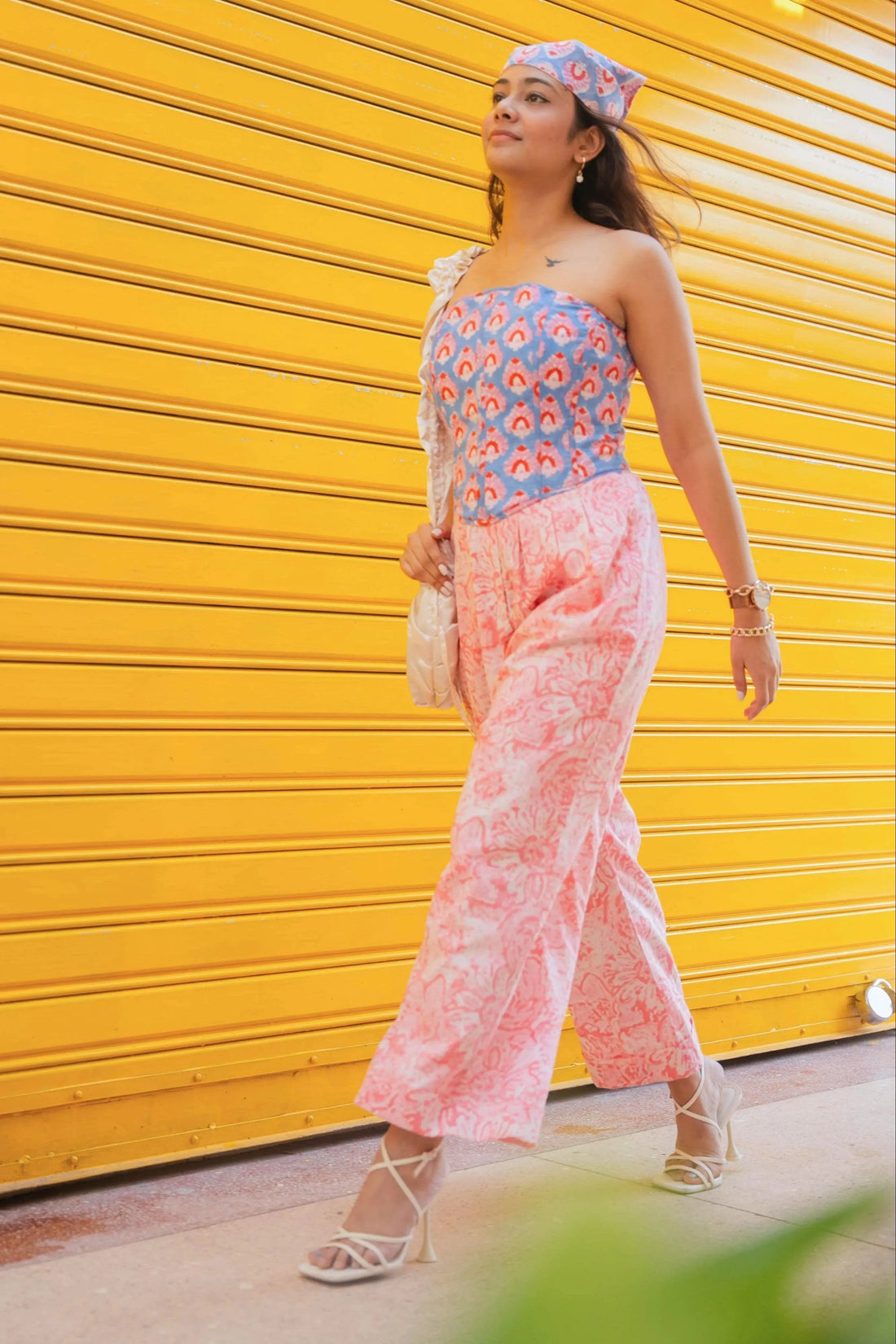 Pink Floral Wide-Leg Pants - Odhanon