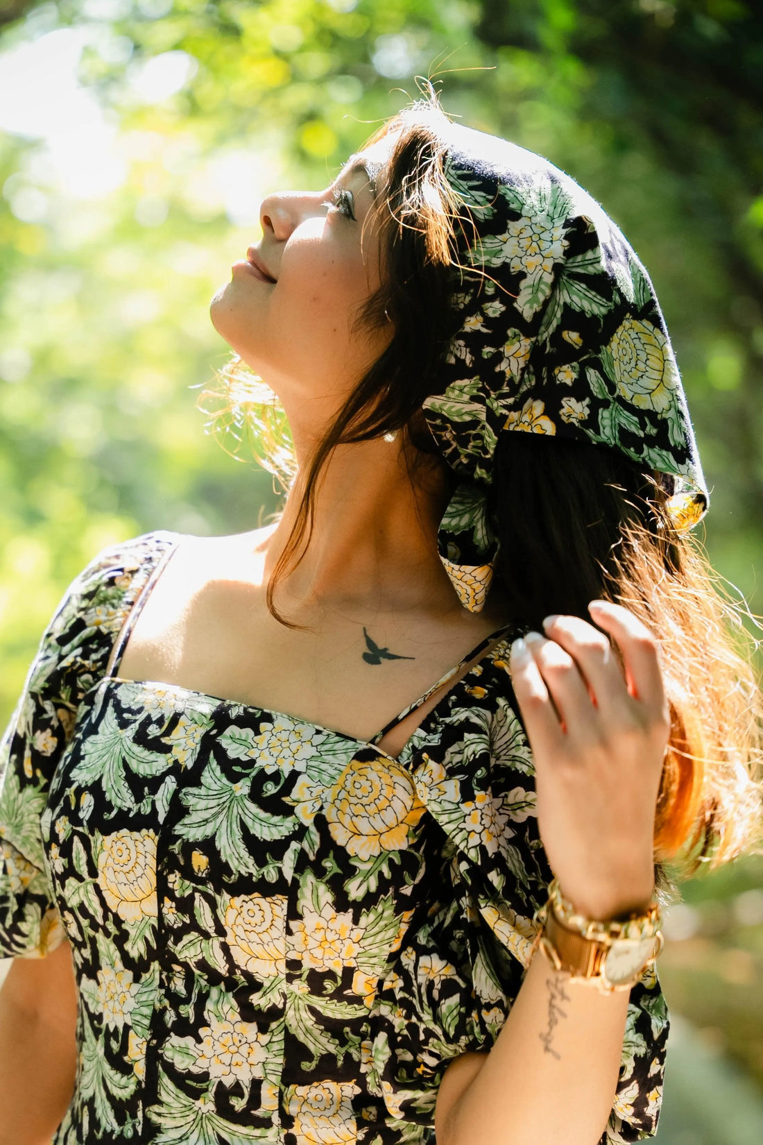 Black Florals Summer Bandana - Odhanon