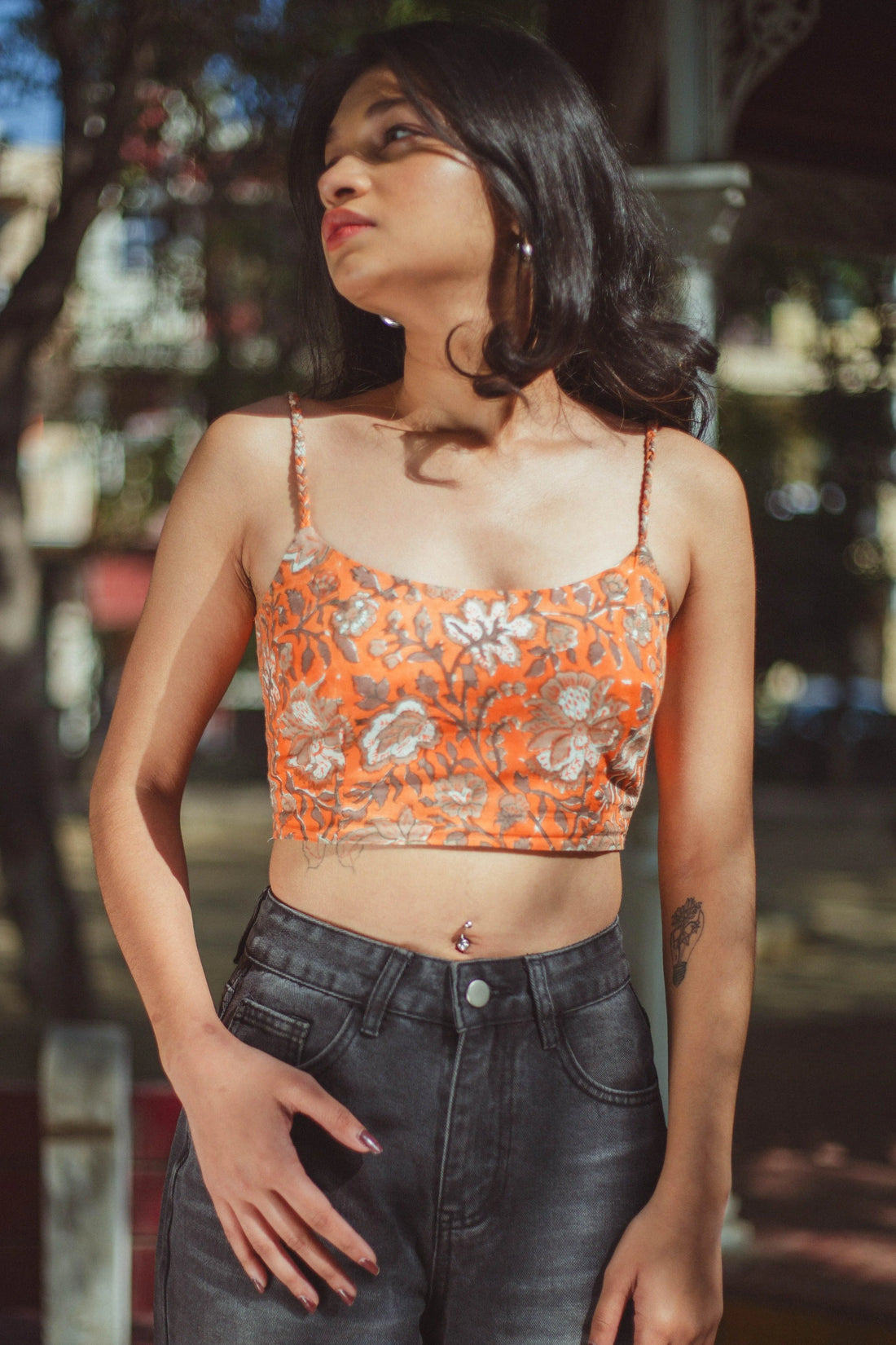 Orange Florals Top - Odhanon