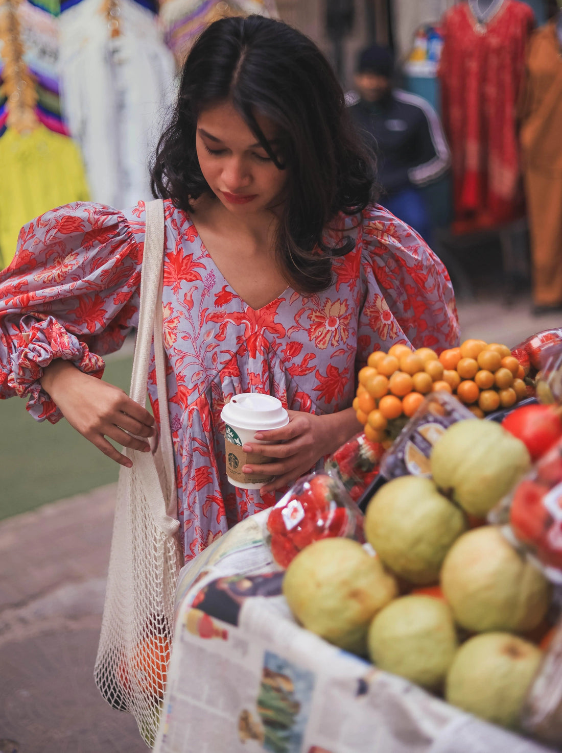 Floral Short Cotton Dress - Odhanon