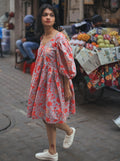 Floral Short Cotton Dress - Odhanon